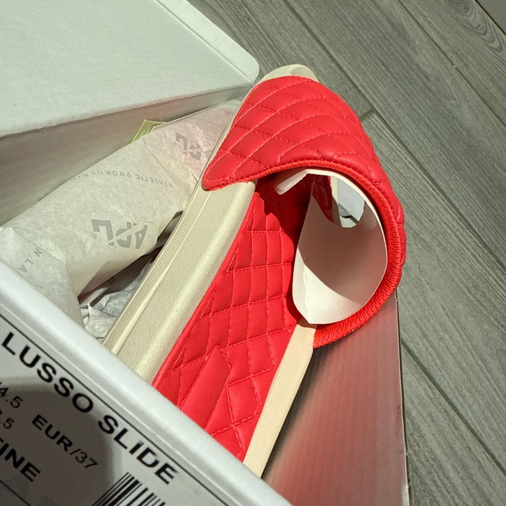 APL Neon Red ‘Magma’ Quilted Slide Sandals